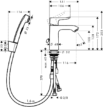 принцип монтажа смесителя с гигиеническим душем
